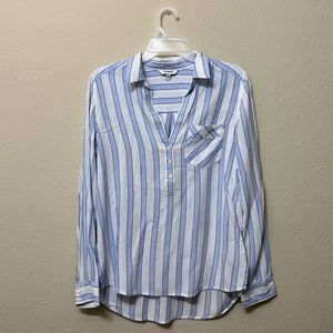 Express Blue and White Stripe Button Up Top (Small)
